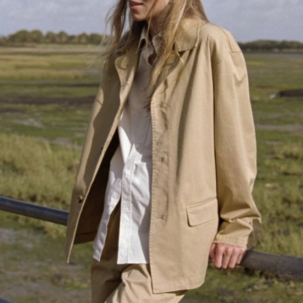 ZARA Washed Twill Blazer Jacket Size Small